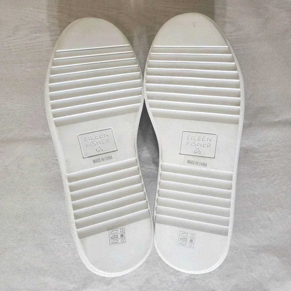 Eileen Fisher White Leather Lace Up Platform Sneakers Cushioned Womens Sz 6.5M